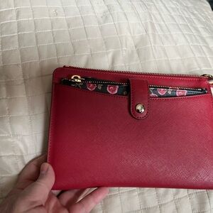 New Kate Spade, card wallet slides out, strap included,  rose colors